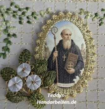 Heiligenbild  HB-CH-H258  Hl. Benedikt  mit Goldrand  32x46mm