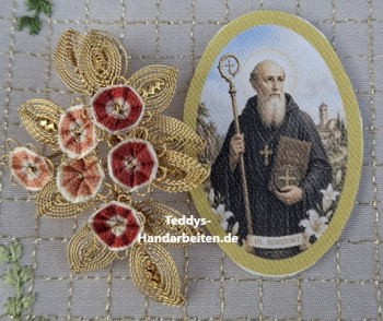 Heiligenbild  HB-CH-H258  Hl. Benedikt  ohne Stickrand 30x45mm