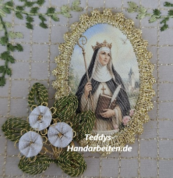 Heiligenbild  HB-CH-H259  Hl. Brigitte  mit Goldrand  32x46mm