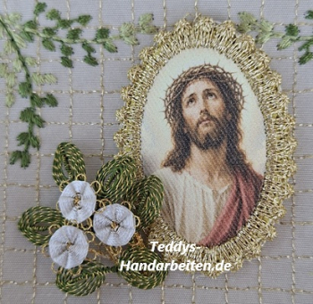 Heiligenbild  HB-CH-H260  Jesu mit Dornenkrone  mit Goldrand  32x46mm