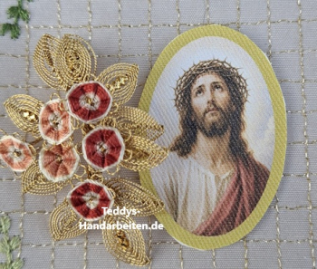 Heiligenbild  HB-CH-H260  Jesu mit Dornenkrone  ohne Stickrand 30x45mm