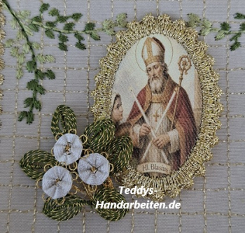Heiligenbild  HB-CH-H261  Hl. Blasius  mit Goldrand  32x46mm