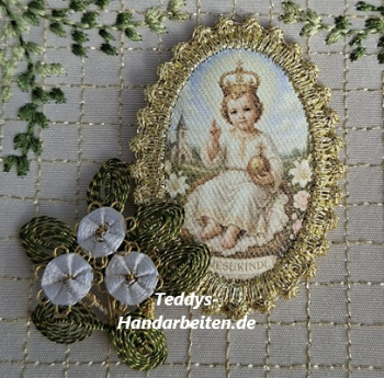 Heiligenbild  HB-CH-H263  Jesukindl  mit Goldrand  32x46mm
