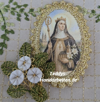 Heiligenbild  HB-CH-H268  Hl.Walburga  mit Goldrand  32x46mm