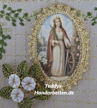 Heiligenbild  HB-CH-H270  Hl. Katharina  mit Goldrand  32x46mm