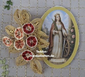 Heiligenbild  HB-CH-H270  Hl. Katharina  ohne Stickrand 30x45mm