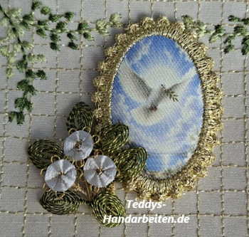 Heiligenbild  HB-CH-H277  Friedenstaube  mit Goldrand  32x46mm
