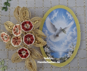Heiligenbild  HB-CH-H277  Friedenstaube  ohne Stickrand 30x45mm