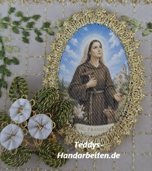 Heiligenbild  HB-CH-H279  Hl. Franziska  mit Goldrand  32x46mm