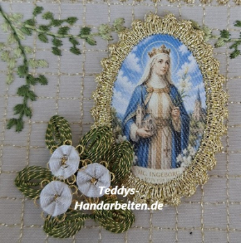 Heiligenbild  HB-CH-H280  Hl. Ingeborg  mit Goldrand  32x46mm