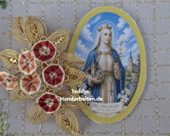 Heiligenbild  HB-CH-H280  Hl. Ingeborg   ohne Stickrand 30x45mm