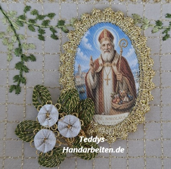 Heiligenbild  HB-CH-H283  Hl.Nikolaus  mit Goldrand  32x46mm