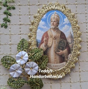 Heiligenbild  HB-CH-H289  Hl. Gregor  mit Goldrand  32x46mm