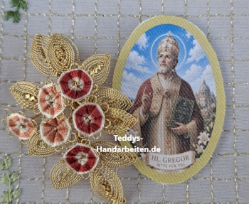 Heiligenbild  HB-CH-H289  Hl. Gregor  mit Goldrand  ohne Stickrand 30x45mm