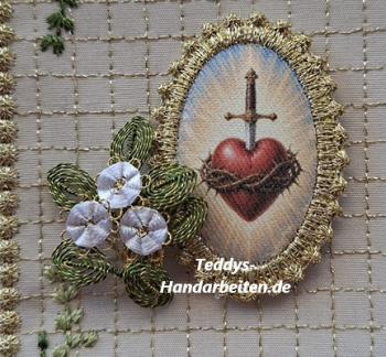 Heiligenbild  HB-CH-H292  Herz mit Dornenkrone  mit Goldrand  32x46mm