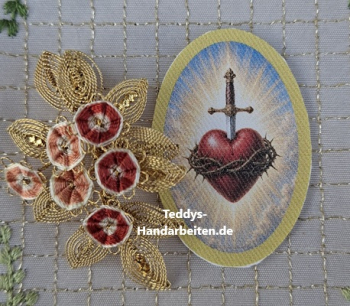 Heiligenbild  HB-CH-H292  Herz mit Dornenkrone  ohne Stickrand 30x45mm