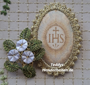 Heiligenbild  HB-CH-H295  IHS  mit Goldrand 32x46mm