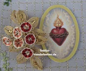 Heiligenbild  HB-CH-H297  Flammendes Herz  (ohne Stickrand) 30x45mm