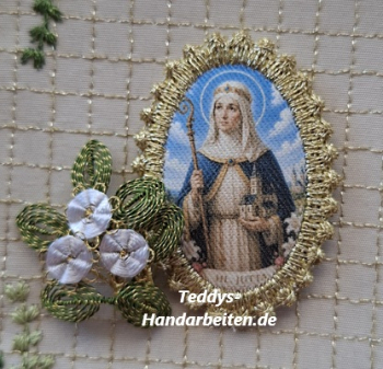 Heiligenbild  HB-CH-H303  Hl. Jutta  mit Goldrand  32x46mm