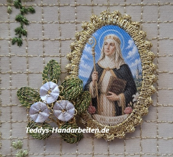 Heiligenbild  HB-CH-H304  Hl. Birgit   mit Goldrand  32x46mm