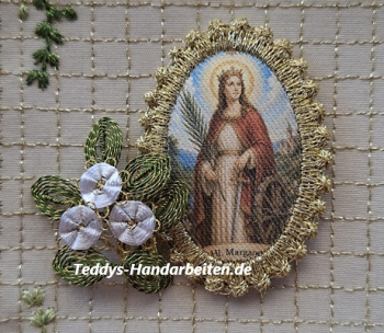 Heiligenbild  HB-CH-H307  Hl. Margareta  mit Goldrand  32x46mm