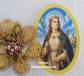 Heiligenbild  HB-CH-H370 Hl. Ursula  (ohne Stickrand) 30x45mm