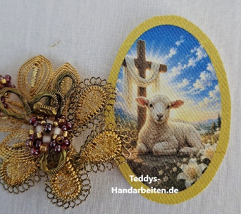 Heiligenbild  HB-CH-H373 Osterlamm   (ohne Stickrand) 30x45mm