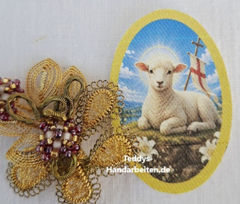Heiligenbild  HB-CH-H376 Osterlamm  (ohne Stickrand) 30x45mm