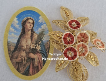 Heiligenbild  HB-CH-H385  Hl. Agnes  (ohne Stickrand)  30x45mm
