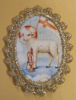 Heiligenbild mit Stickspitze HB-51C  32x40mm