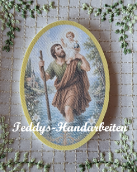 Heiligenbild  HB-CH-F202  Hl. Christopherus  (ohne Stickrand)  70x100mm