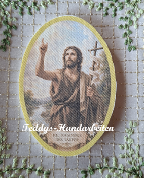 Heiligenbild  HB-CH-F216  Johannes der Täufer  (ohne Stickrand)  70x100mm