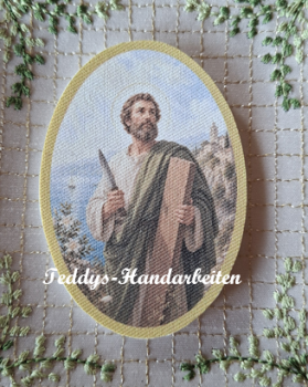 Heiligenbild  HB-CH-M217  Hl. Bartholomäus  (ohne Stickrand)  50x70mm