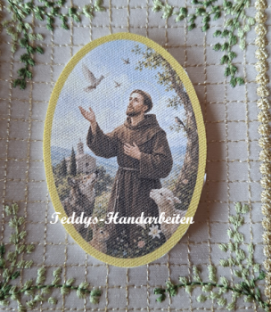 Heiligenbild  HB-CH-F218  Franz v. Assisi  (ohne Stickrand)  70x100mm