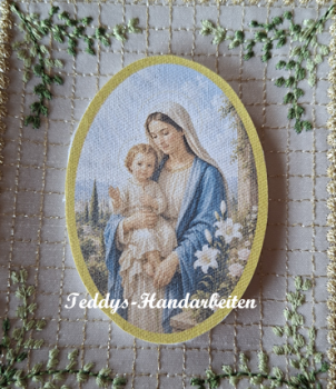 Heiligenbild  HB-CH-M220  Maria mit Kind  (ohne Stickrand)  50x70mm