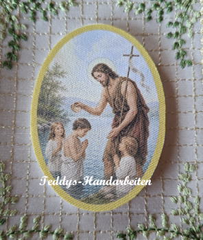 Heiligenbild  HB-CH-F239  Johannes der Täufer  (ohne Stickrand)  70x100mm