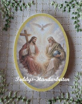 Heiligenbild  HB-CH-M240  Hl. Dreifaltigkeit  (ohne Stickrand)  50x70mm