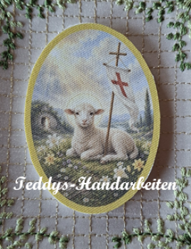 Heiligenbild  HB-CH-F241  Osterlamm  (ohne Stickrand)  70x100mm