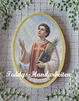 Heiligenbild  HB-CH-M249  Hl. Stephanus  (ohne Stickrand)  50x70mm