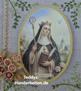 Heiligenbild  HB-CH-M259  Hl. Brigitte  (ohne Stickrand)  50x70mm