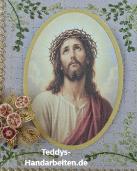 Heiligenbild  HB-CH-M260  Jesu mit Dornenkrone  (ohne Stickrand)  50x70mm