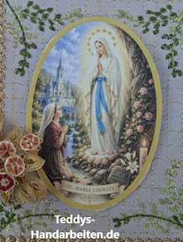 Heiligenbild  HB-CH-M265  Madonna v. Lourdes  (ohne Stickrand)  50x70mm