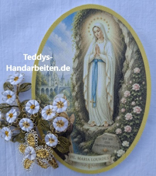 Heiligenbild  HB-CH-M267  Madonna v. Lourdes  (ohne Stickrand)  50x70mm