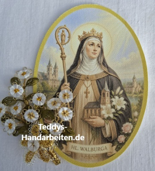 Heiligenbild  HB-CH-M268   Hl. Walburga  (ohne Stickrand)  50x70mm
