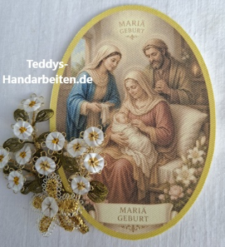 Heiligenbild  HB-CH-M272  Mariä Geburt  (ohne Stickrand)  50x70mm