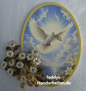 Heiligenbild  HB-CH-M277  Friedenstaube  (ohne Stickrand)  50x70mm