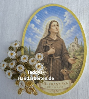 Heiligenbild  HB-CH-M279  Hl. Franziska  (ohne Stickrand)  50x70mm