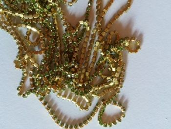 B152 Straßkette gold / grün  SS12 10cm