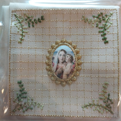 R22c Stoff mit Umrandung/Madonna - passend für 10x10cm Rahmengröße
