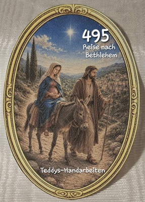Heiligenbild  HB-CH-D495 Reise nach Bethlehem  (ohne Stickrand)  60x85mm